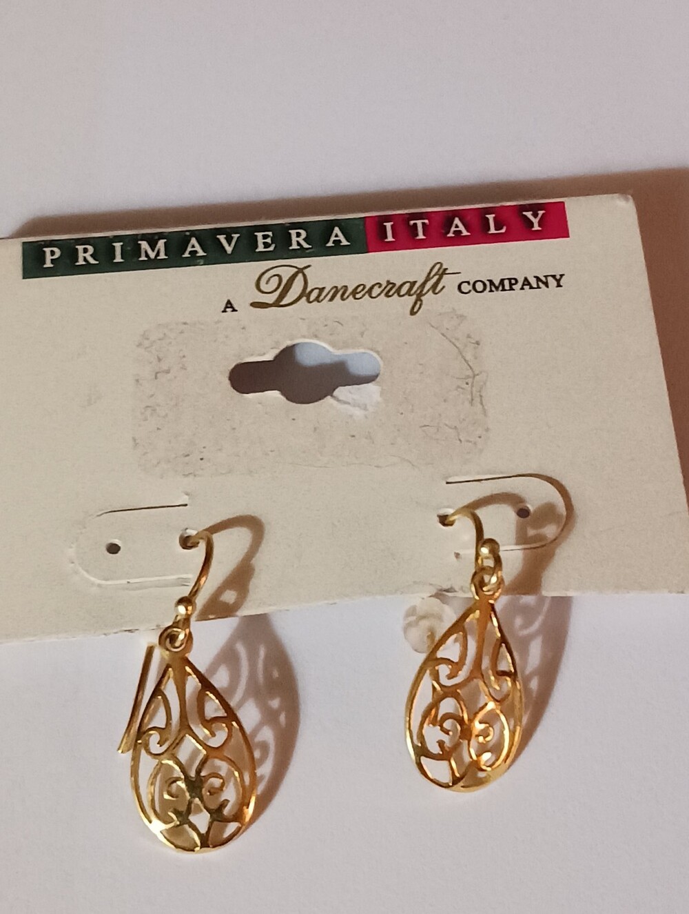 Prima Vera Earrings, 1970s Vermeil Filigree Dangles By DaneCraft, Made In Italy